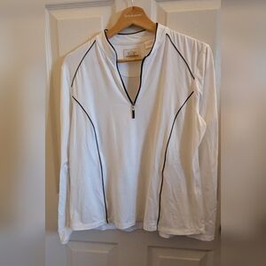 White Long Sleeve Top with Black Trim